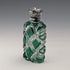 Antique British silver-lidded green cut glass portable perfume bottle
